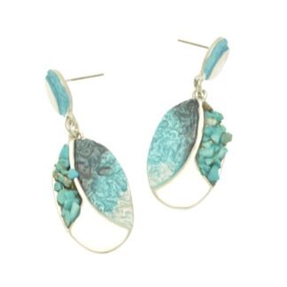 Miss Milly - Turquoise Oval Stone Chip Earrings (FE786TQ) SALE