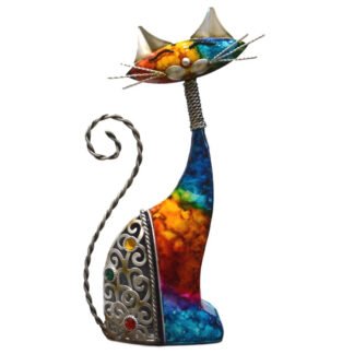 Hand Painted Metal Standing Cat