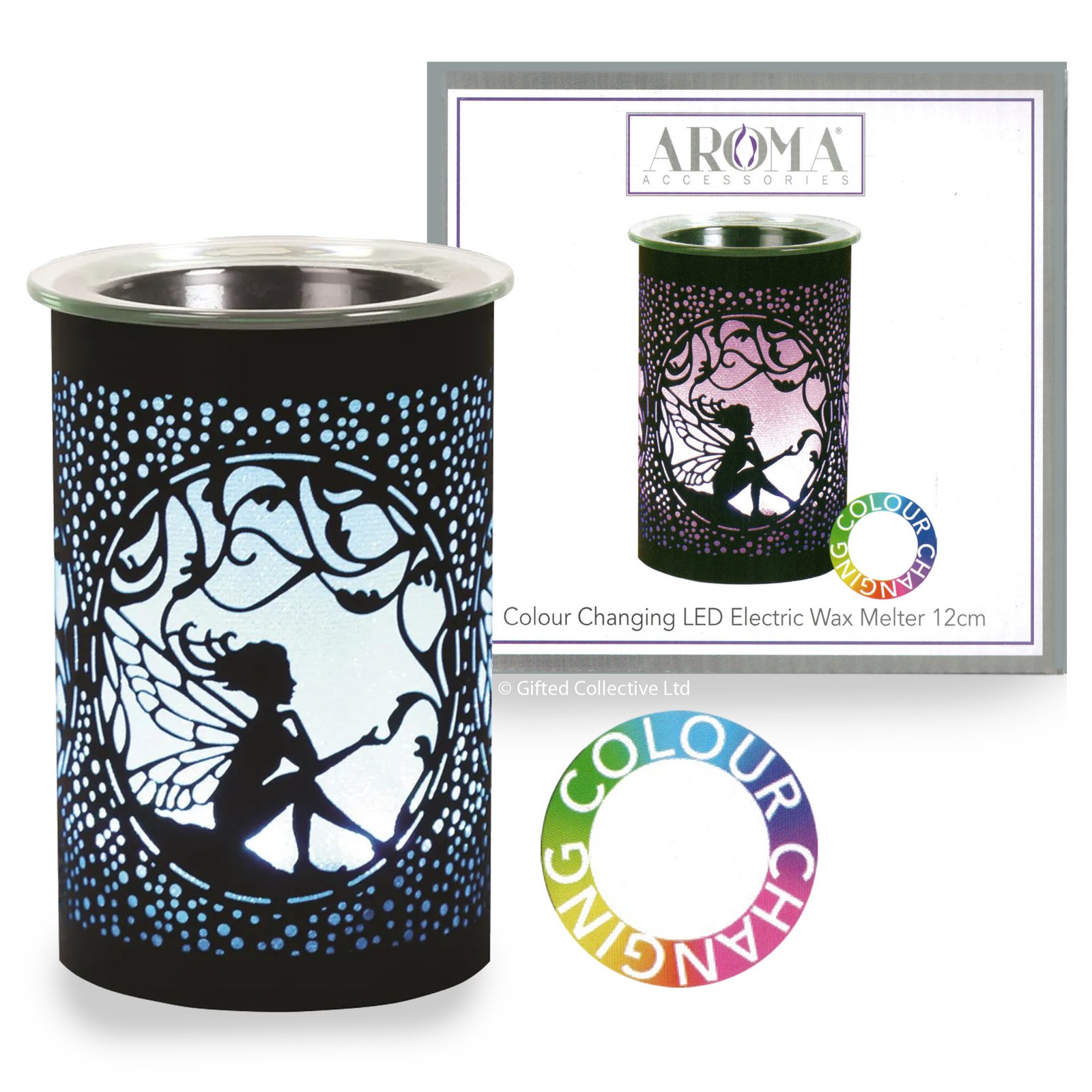 Aroma - Black Sitting Fairy LED Colour Changing Electric Wax Melter