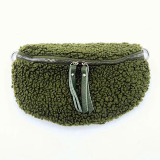 Olive Green - 2271 Italian Real Leather Teddy Crossbody Sling Bag Waist Bum Bag