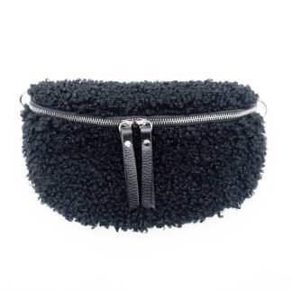 Black - 2271 Italian Real Leather Teddy Crossbody Sling Bag Waist Bum Bag