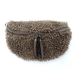 Coffee - 2271 Italian Real Leather Teddy Crossbody Sling Bag Waist Bum Bag