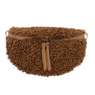 Dark Tan - 2271 Italian Real Leather Teddy Crossbody Sling Bag Waist Bum Bag
