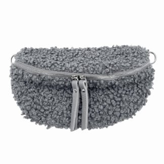 Grey - 2271 Italian Real Leather Teddy Crossbody Sling Bag Waist Bum Bag