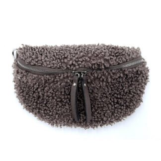 Taupe - 2271 Italian Real Leather Teddy Crossbody Sling Bag Waist Bum Bag
